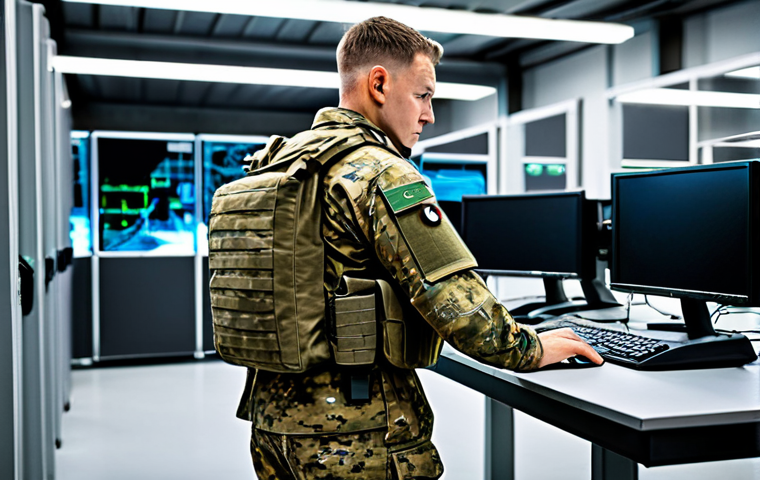 Modern Bundeswehr Training Exercise**
"A fully clothed Bundeswehr soldier in appropriate modern military attire, participating in a cyber warfare training exercise within a secure, high-tech facility, safe for work, appropriate content, perfect anatomy, correct proportions, professional military photography, realistic, detailed, family-friendly."
**