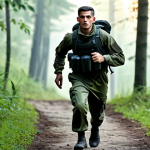 육군 특수전 부대원의 하루 - Early Morning Training**

"KSK soldier fully clothed in standard military gear, jogging on a forest ...