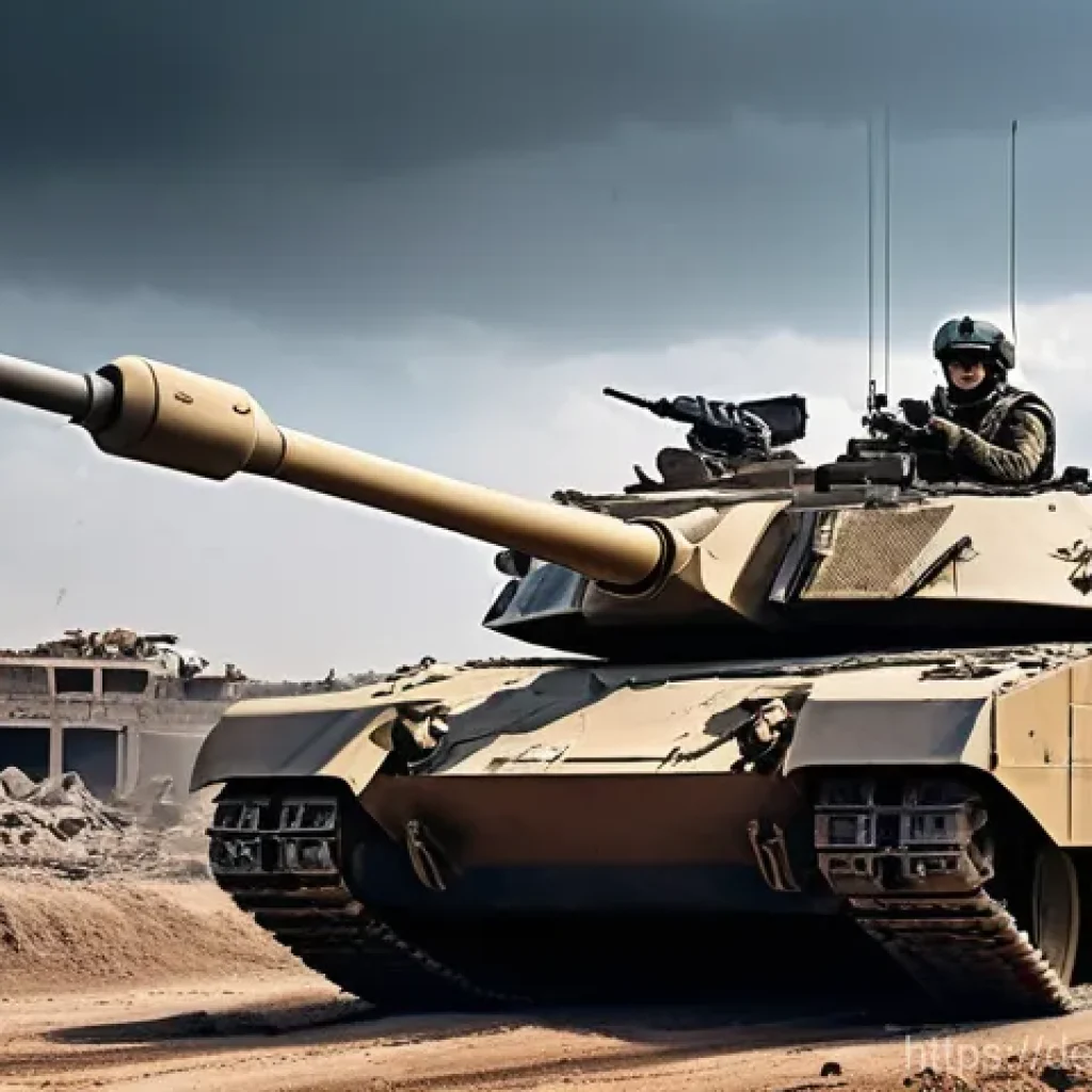 육군 기갑 전투 실전 분석 - **Prompt:** A modern main battle tank (MBT), such as a Leopard 2, Abrams, or Challenger 2, cautiousl...