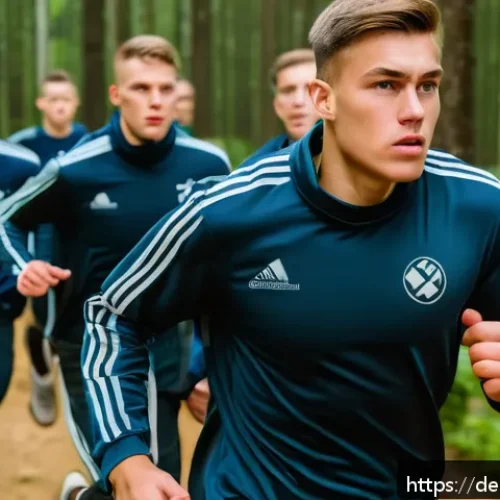 육군 신병 교육 과정 - A group of young German Bundeswehr recruits engaged in an intense physical fitness training session ...