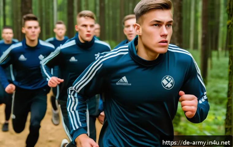 육군 신병 교육 과정 - A group of young German Bundeswehr recruits engaged in an intense physical fitness training session ...